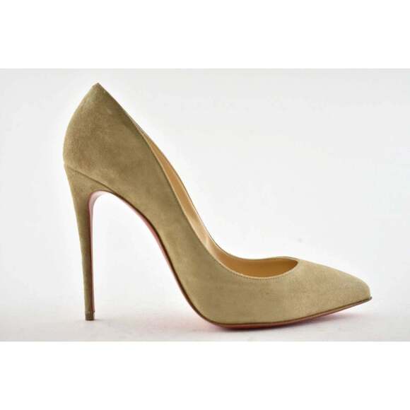 Christian Louboutin Pigalle Follies 100 Nocciola Nude Beige Suede Heel Pump 42 - Picture 2 of 9